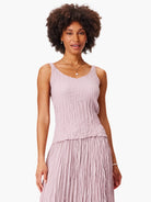 Light purple tank top with a crinkled, pleated texture.