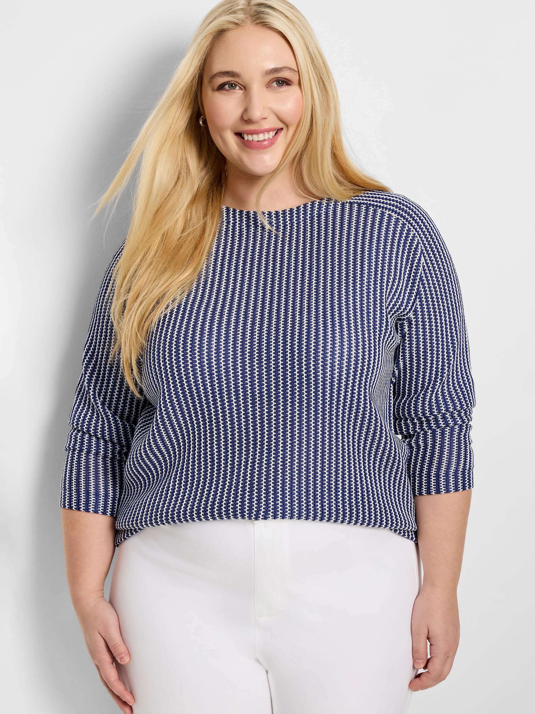 Zig Zag Blues Knit Top
