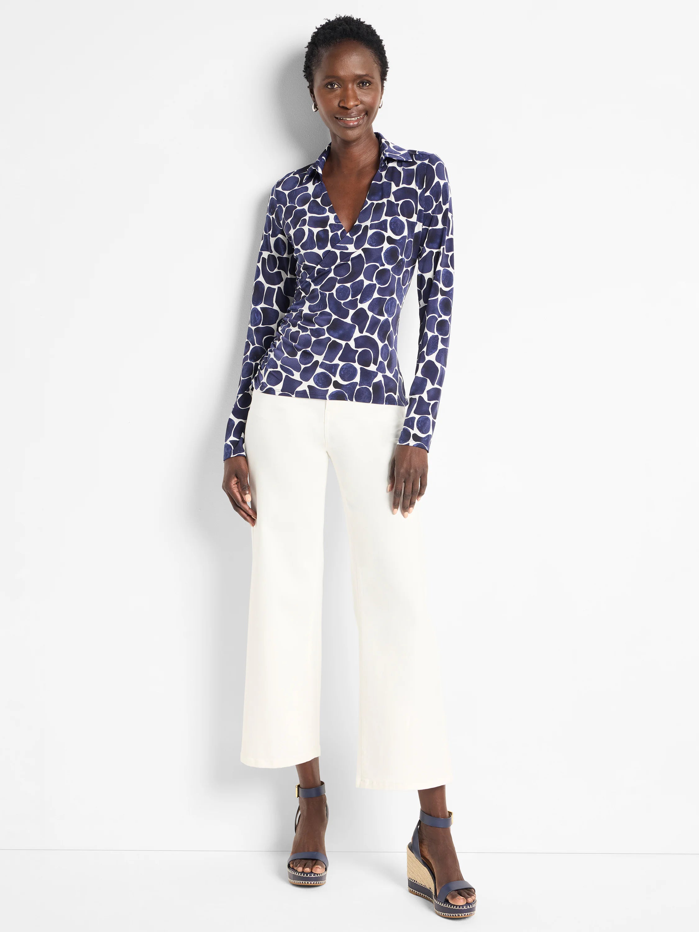 Geo Pebble Knit Wrap Top