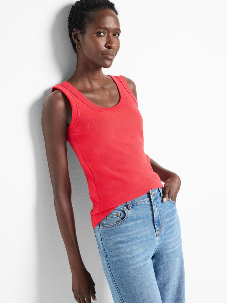 Perfect Knit Rib Scoop Tank in Har