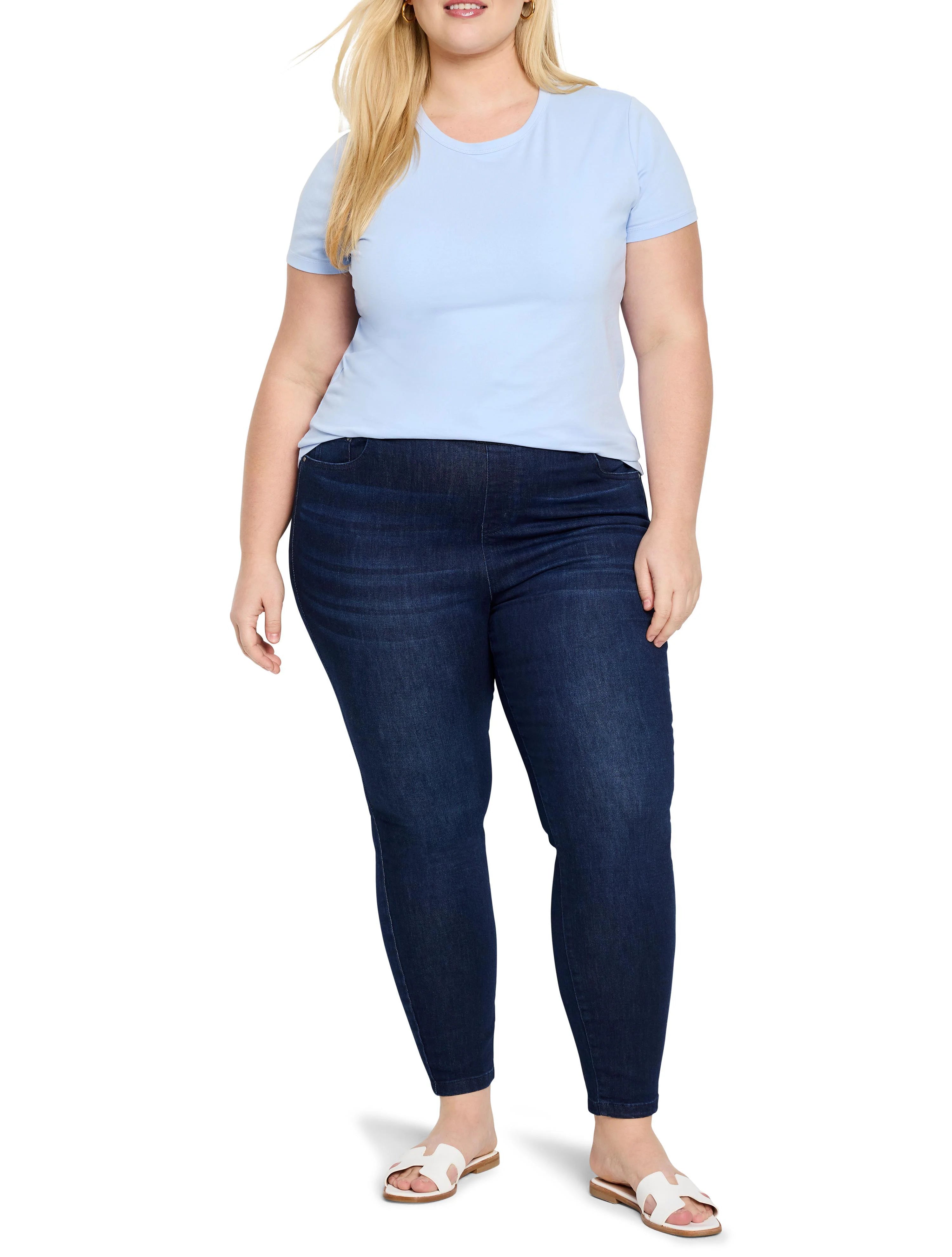 Light blue knit crew neck t-shirt with short sleeves.