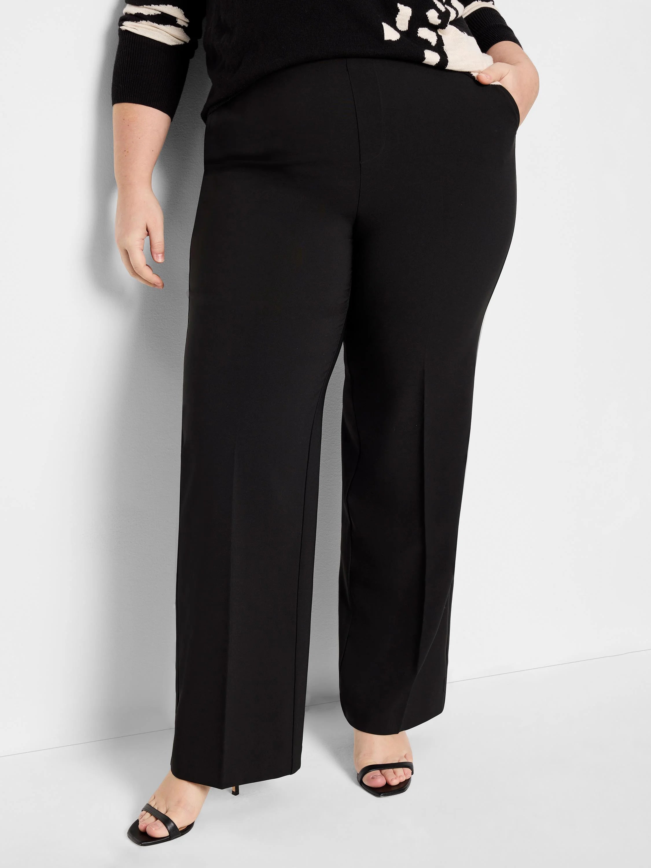 31" Stretch Knit Lenox Wide-leg Pant in Blx