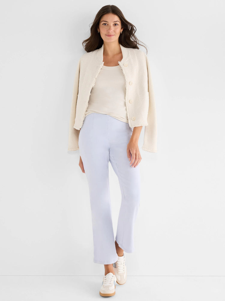 Light beige ribbed scoop neck tank top.