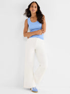 Light blue ribbed knit scoop tank.