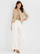 Tan ribbed scoop neck tank. Sleeveless.