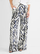 31" Indigo Crosshatch Linen Wide Leg Pant in Imi