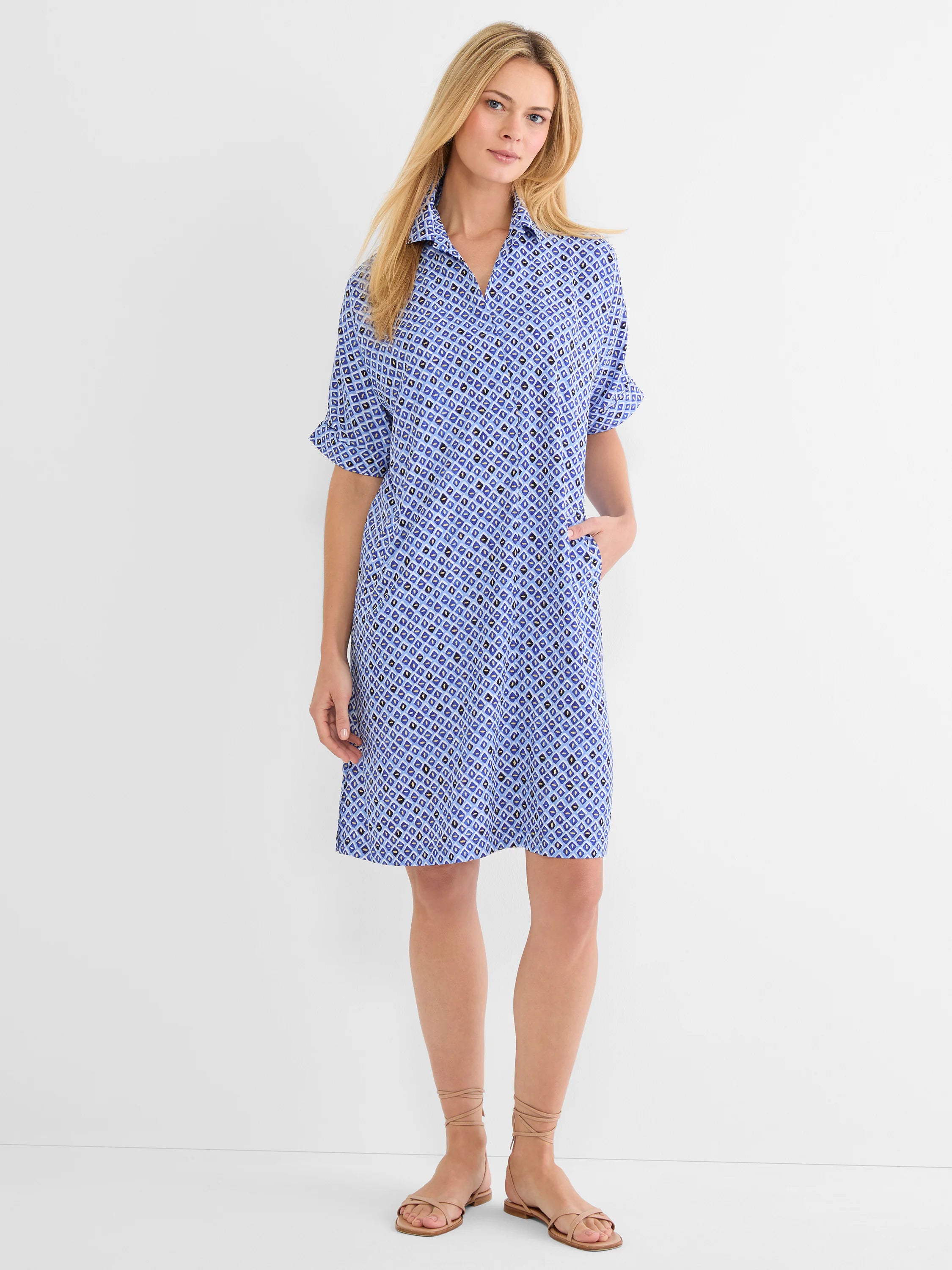 NIC+ZOE Mosaic Devon Dress, Size Petite S, Blue Multi