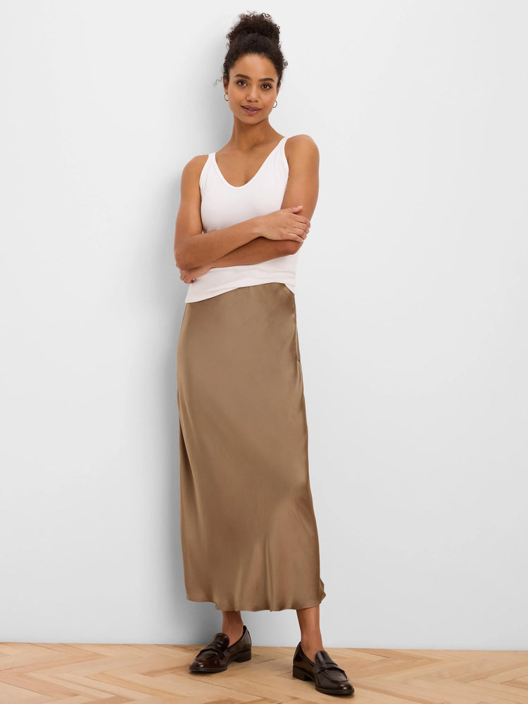 Off-white ribbed V-neck tank top.