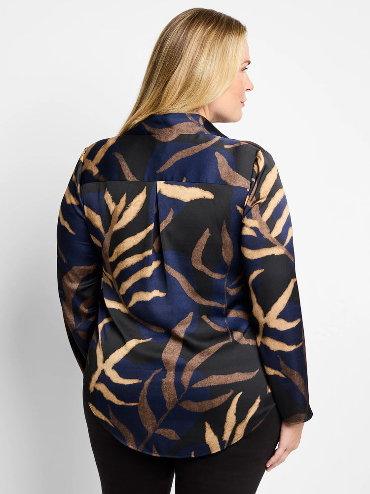 Here's alt text for the image, suitable for visually impaired users:

"Midnight Fern Top: Back view shows navy, black,...