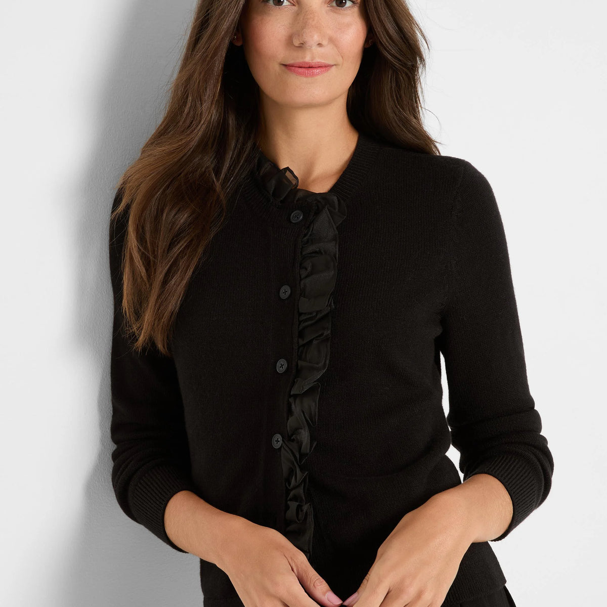 Mixed Media Ruffle Cardigan | NIC+ZOE