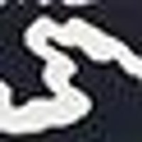 Deep navy fabric with a prominent, raised, squiggly white embroidery line.