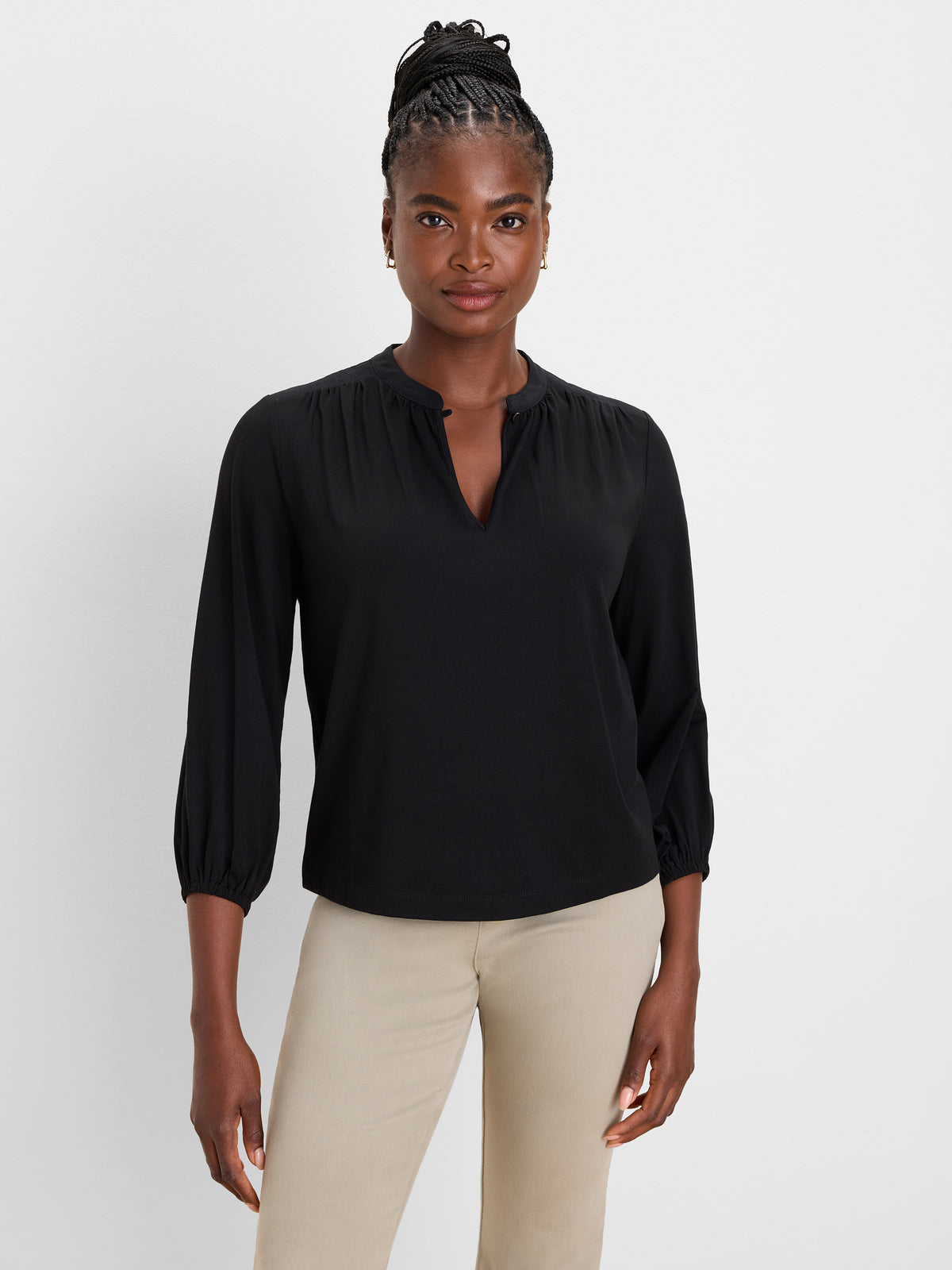 NIC+ZOE Mixed Media Peasant Top product