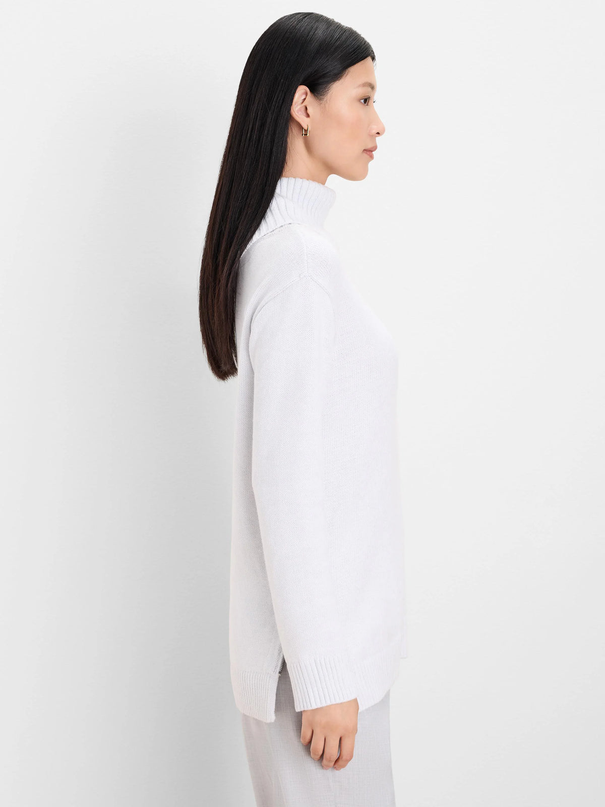 Foldover Turtleneck Zip Sweater in Sil