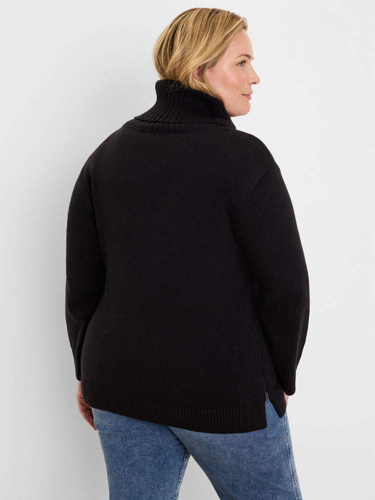 NIC+ZOE Foldover Turtleneck Zip Sweater product