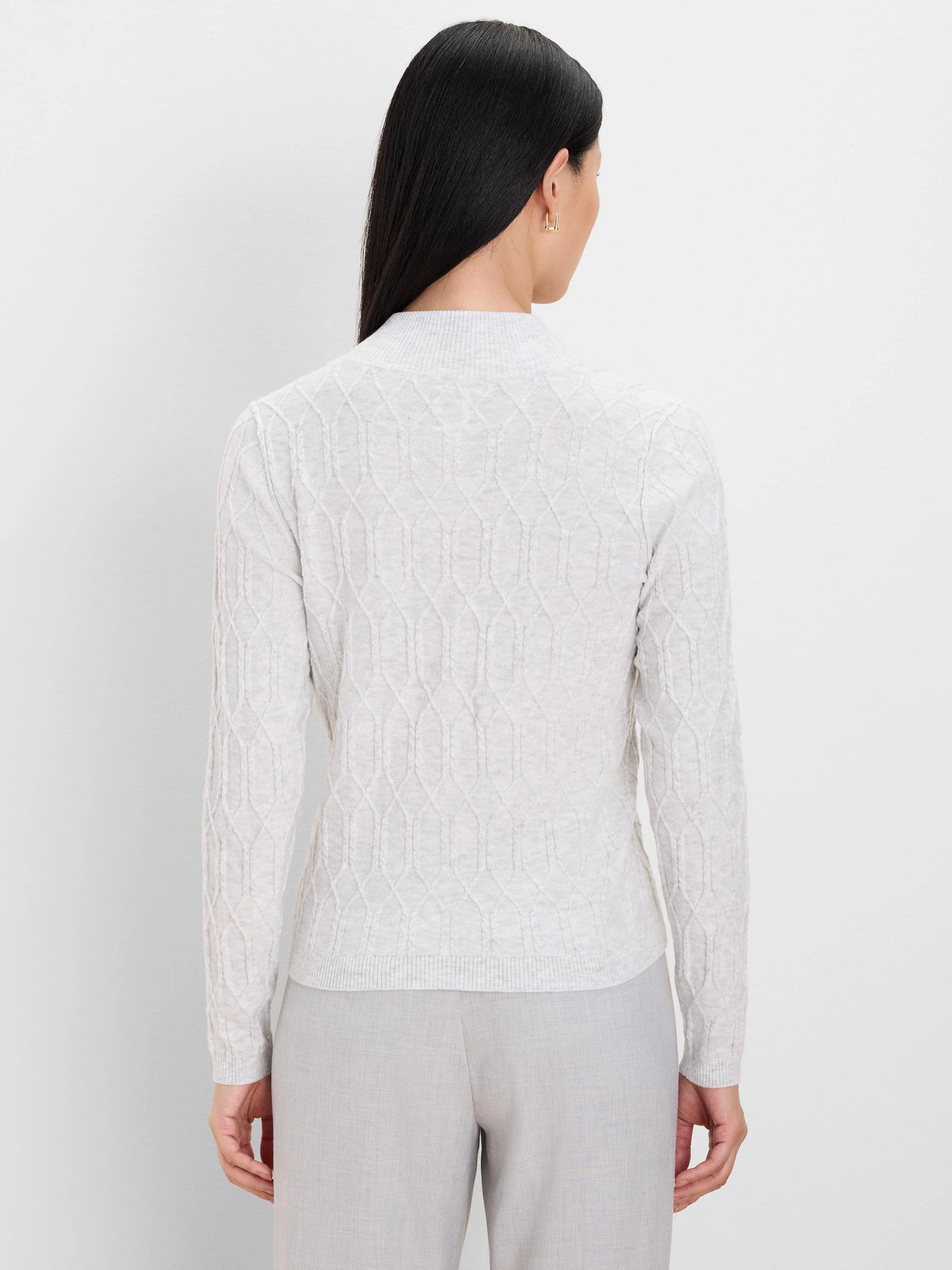 Cable Mockneck Cardigan in Sil
