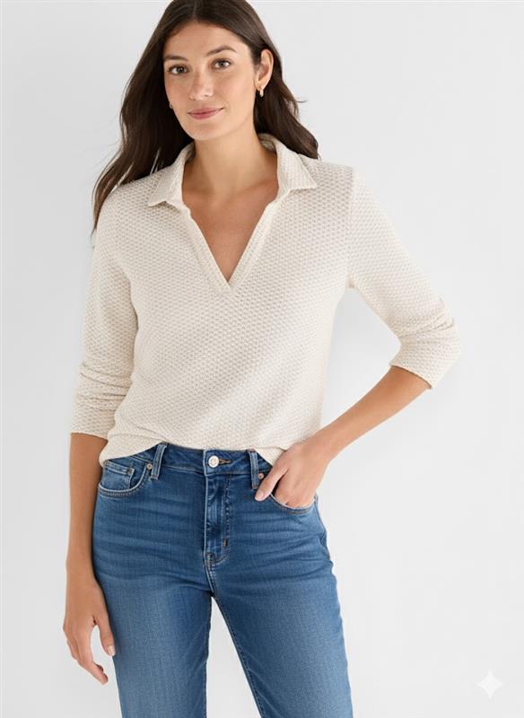 NIC+ZOE Textured Tuck Stitch Knit Polo product