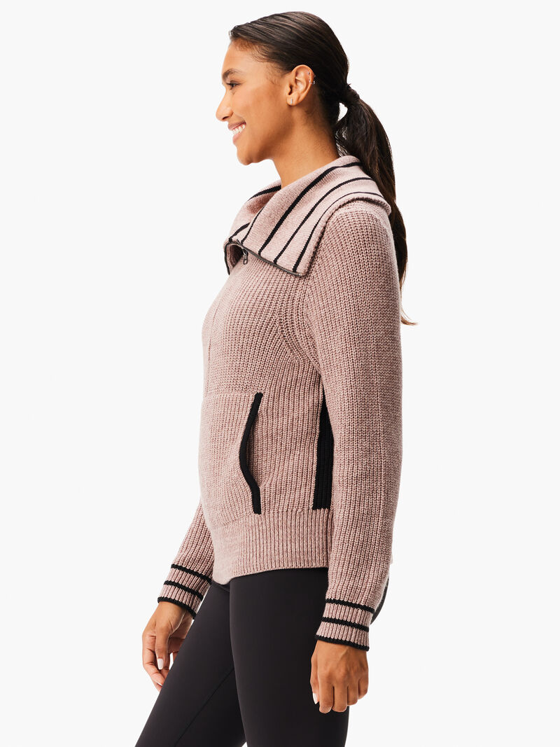 Stripe Detail Zip Front Sweater