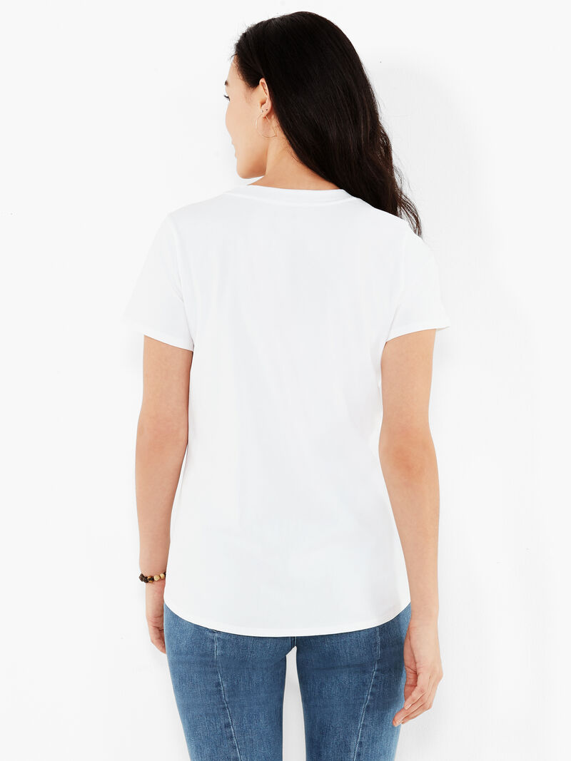 Woman Wears NZT Short Sleeve Shirt Tail Crew Neck Tee image number 3