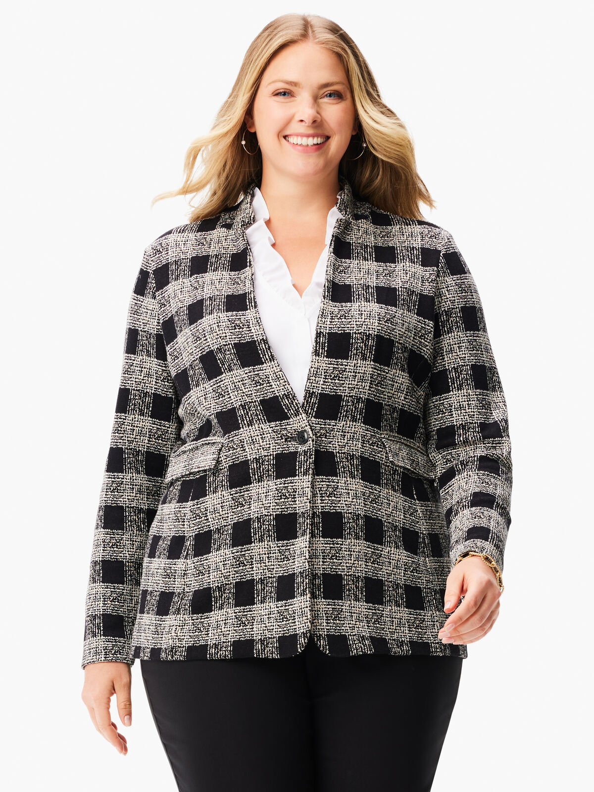 Perfectly Plaid Knit Blazer