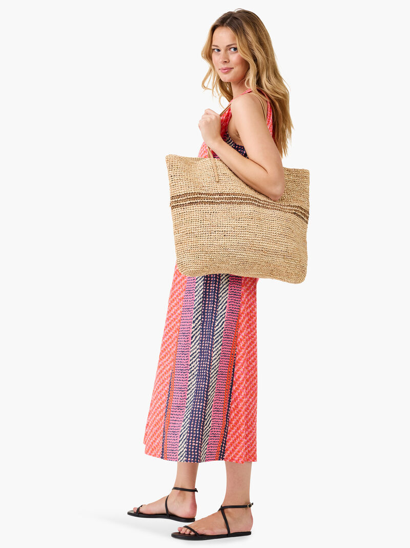 Woman Wears Spotty Stripes Dress image number 1
