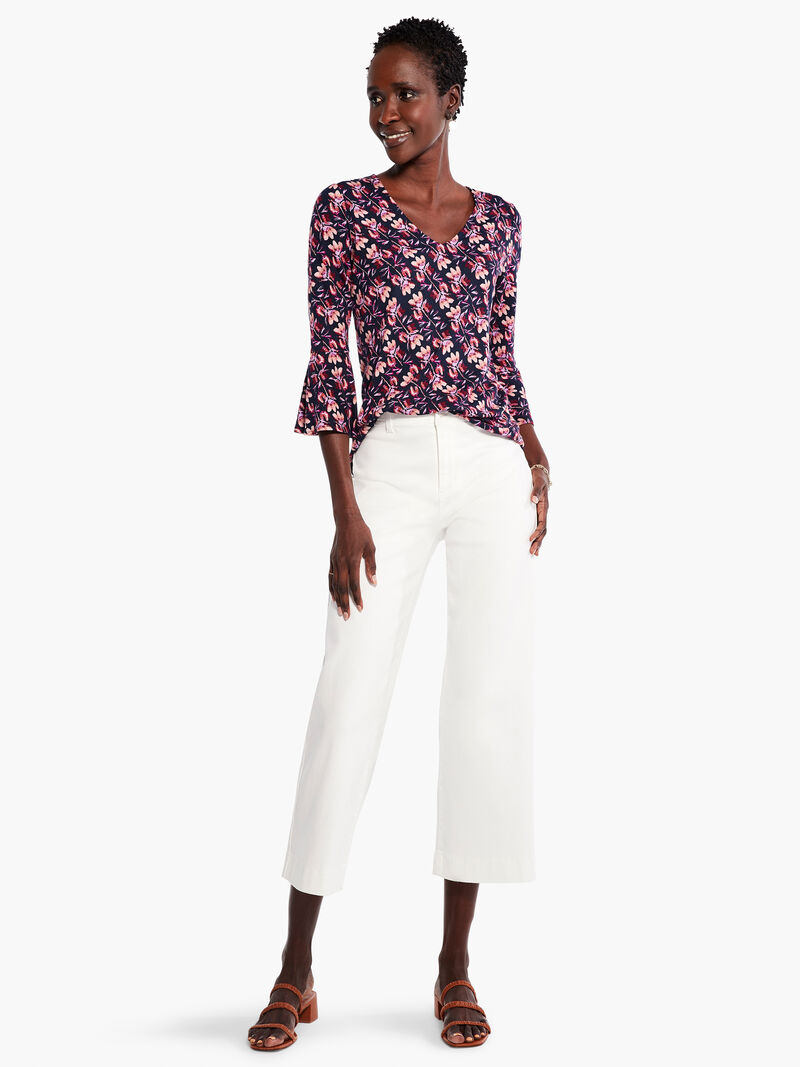 Woman Wears Stamped Petals Top image number 3
