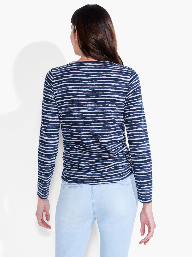 Woman Wears NZT Abstract Stripe Long Sleeve Scoop Neck image number 2