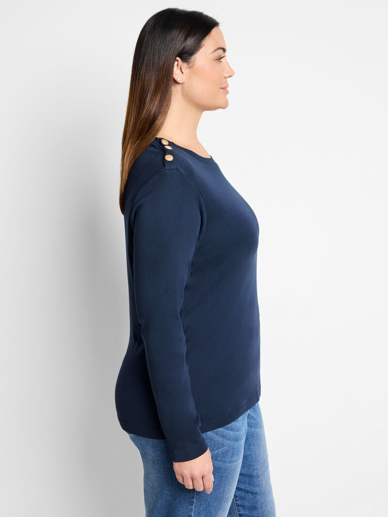 NZT Long Sleeve Button Shoulder Top