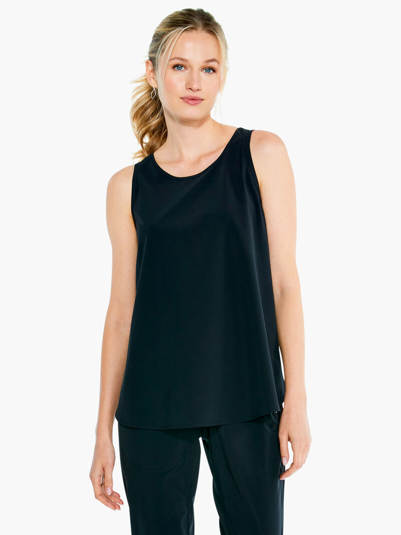 Woman Wears Tech Stretch Wrap Around Tank image number 3