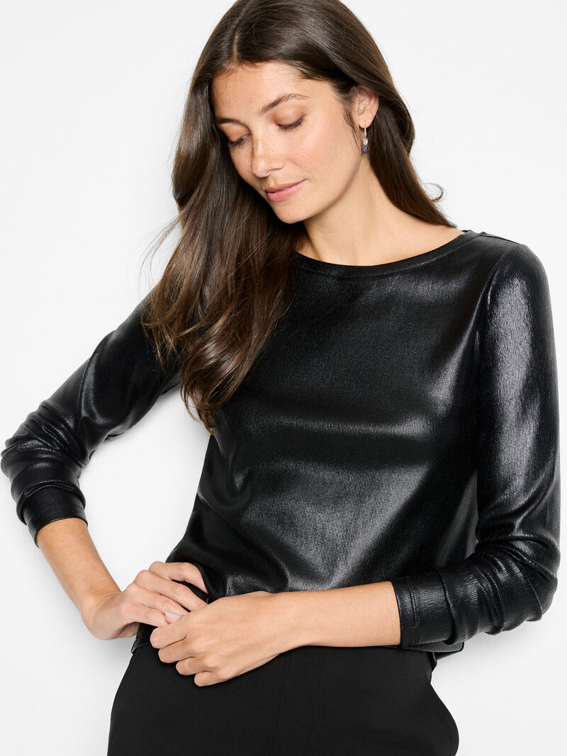 Woman Wears Glazed Rib Boat Neck Tee image number 0
