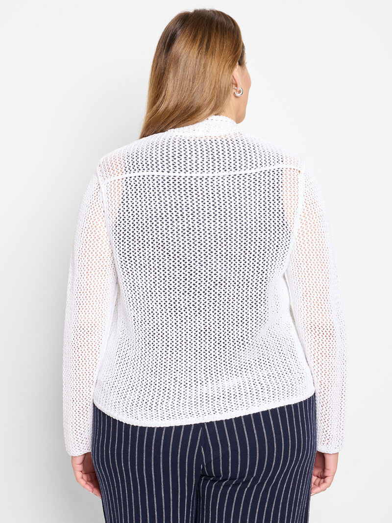Woman Wears Mesh Cocoon Cardigan image number 3