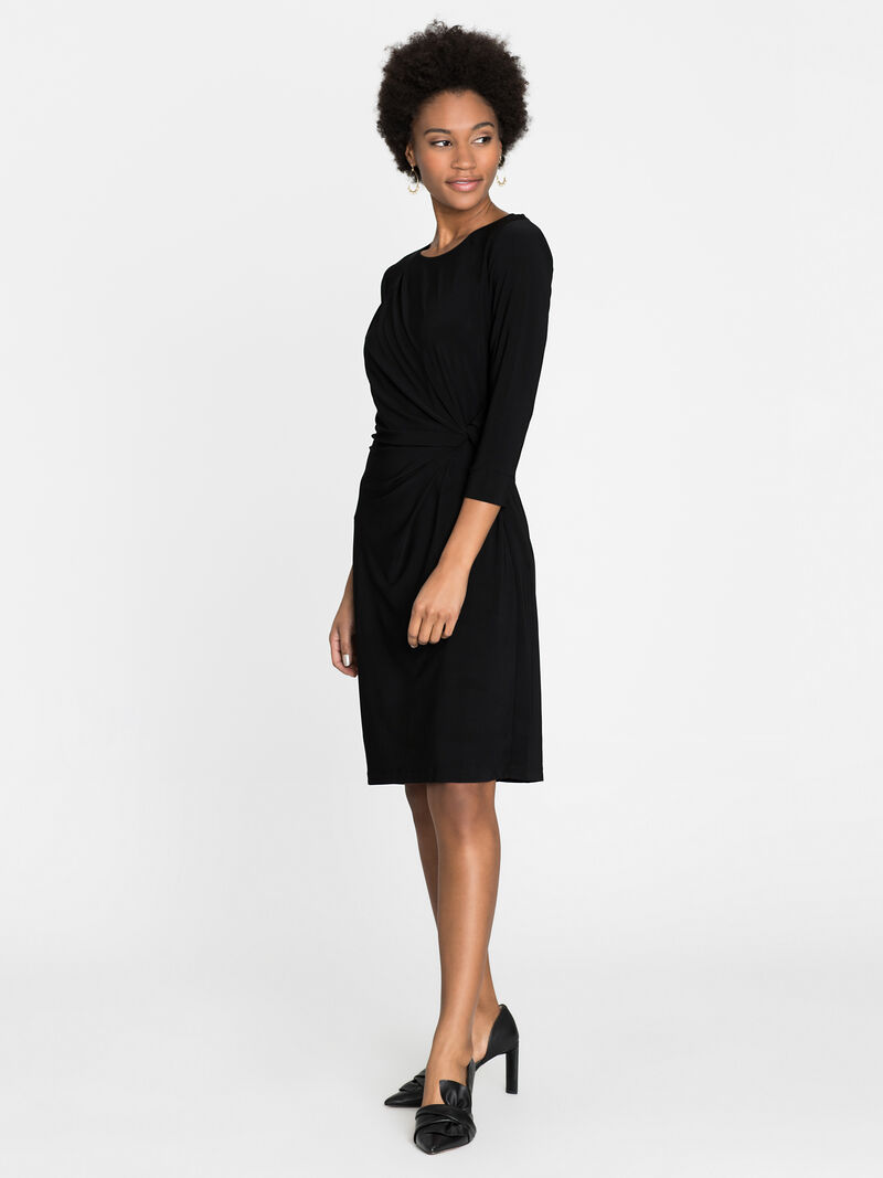 Woman Wears Sleeved Twist Dress image number 3