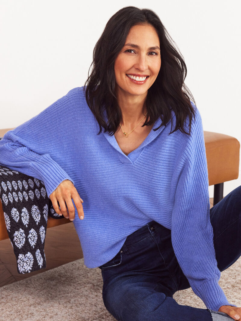 Drape Collar Shaker Sweater