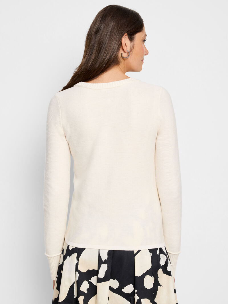 Woman Wears Baby Garter Crew Neck Sweater image number 3