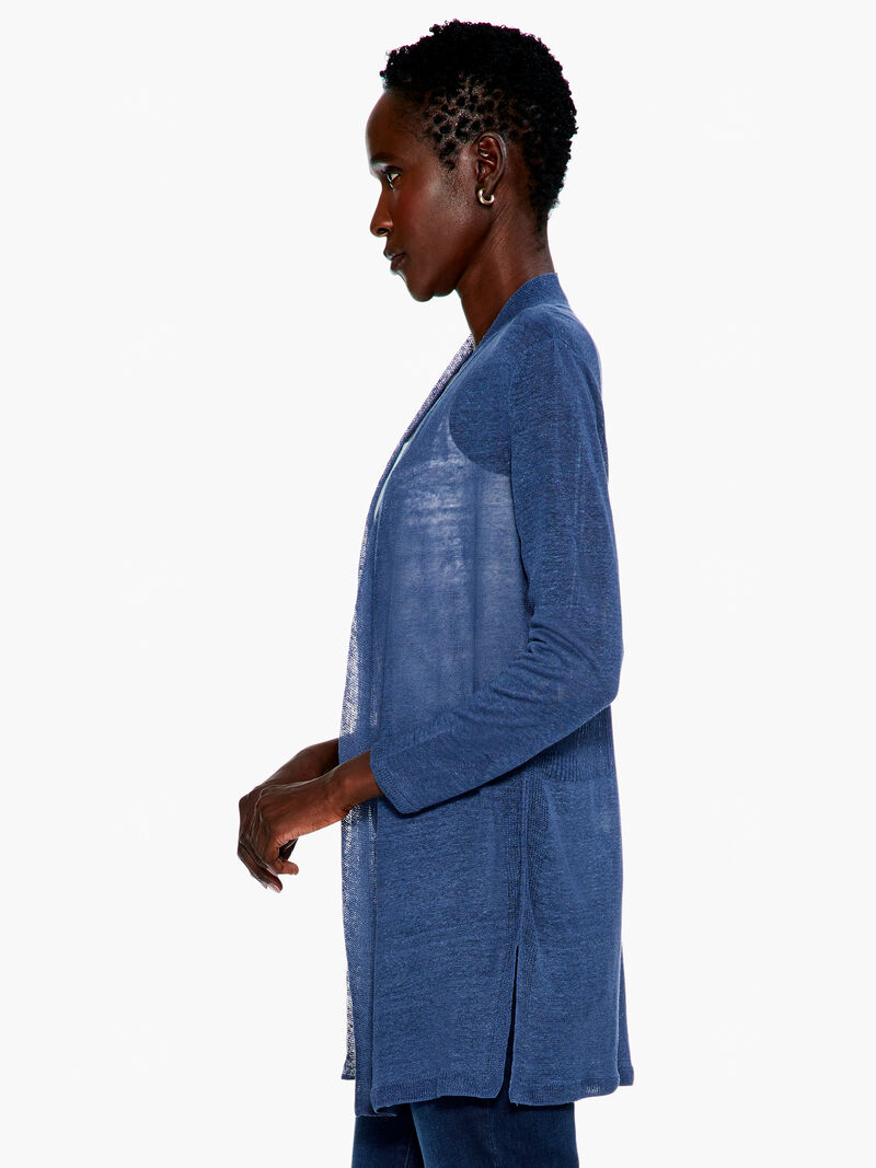 Woman Wears Lightweight Long Back of the Chair Cardigan image number 1
