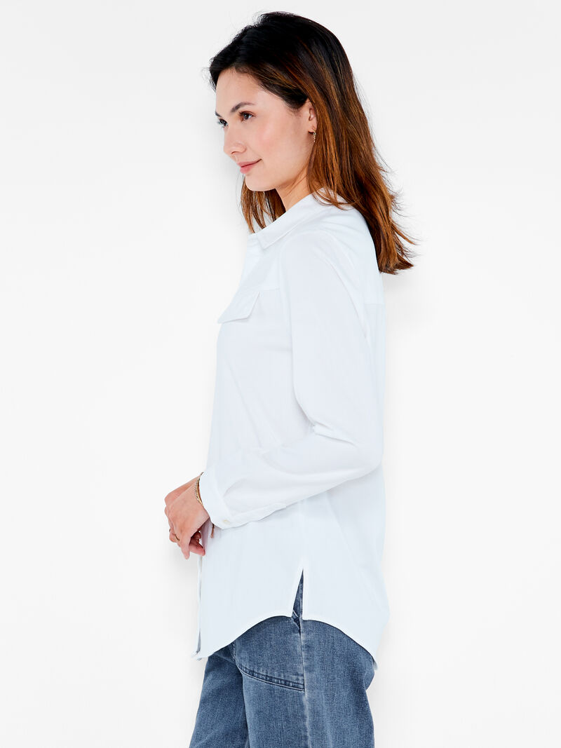 Woman Wears NZT Long Sleeve Angled Pocket Shirt image number 1