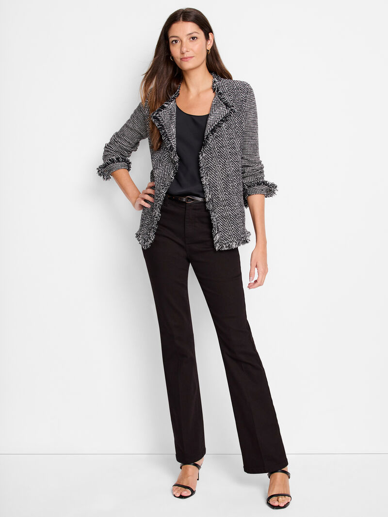 Woman Wears Fringe Mix Knit Jacket image number 1