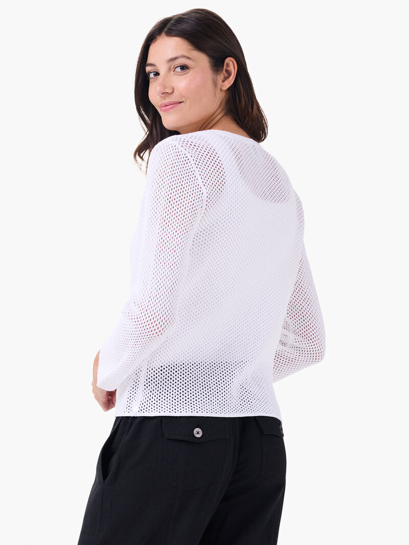 Woman Wears Mesh 4-Way Cardigan image number 3