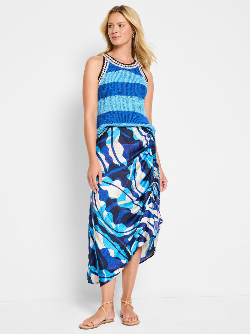 Woman Wears Aqua Surf Side Ruche Skirt image number 3