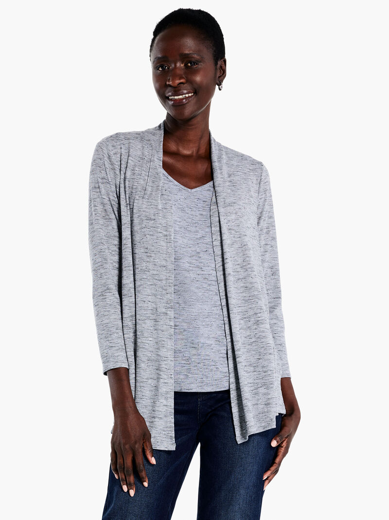 Woman Wears Pocket Drapey Rib Cardigan image number 0