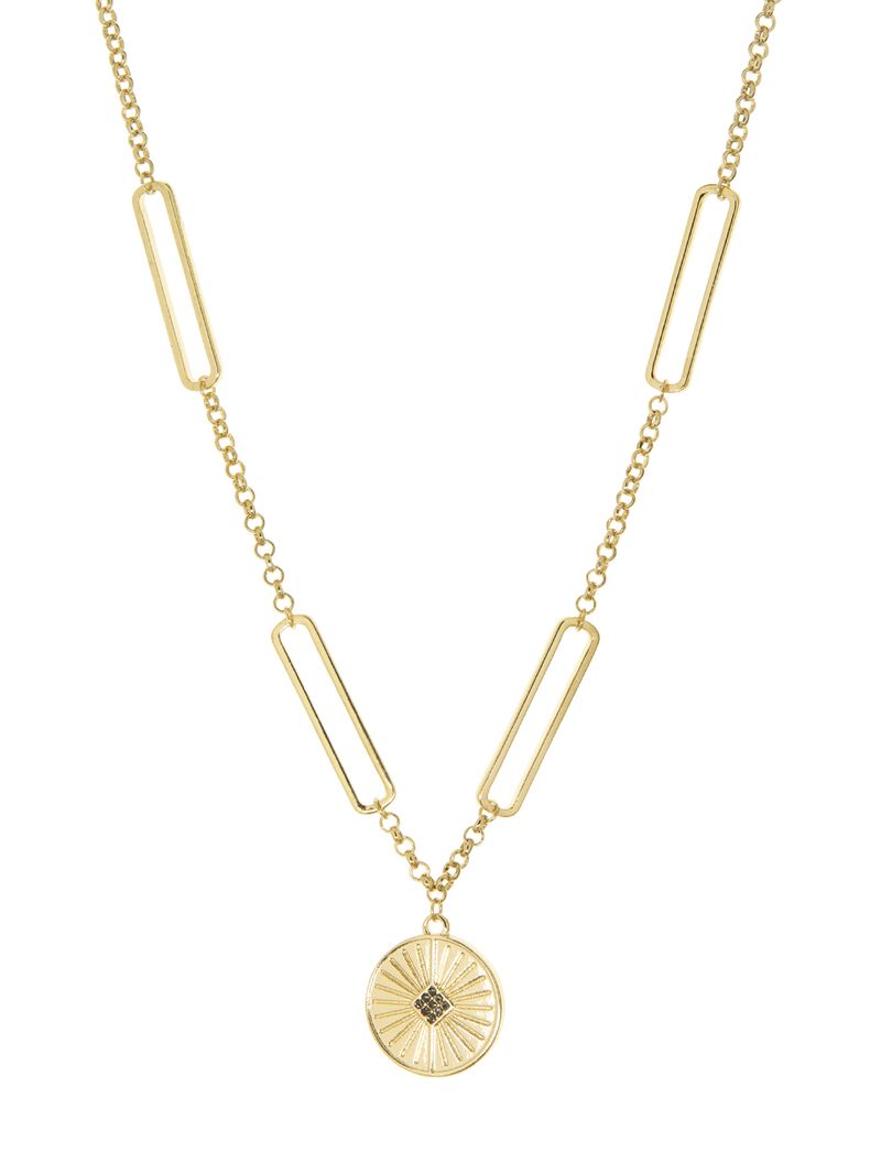 Woman Wears Marlyn Schiff - Link Chain Necklace W Disc image number 0