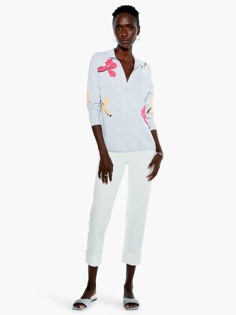 Woman Wears Scattered Blooms Vital Polo Sweater image number 3