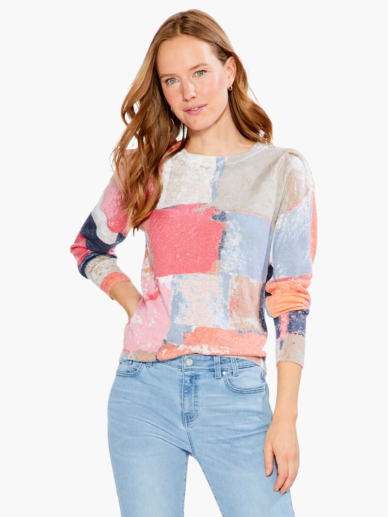 Woman Wears Printed Geo Sweater image number 0