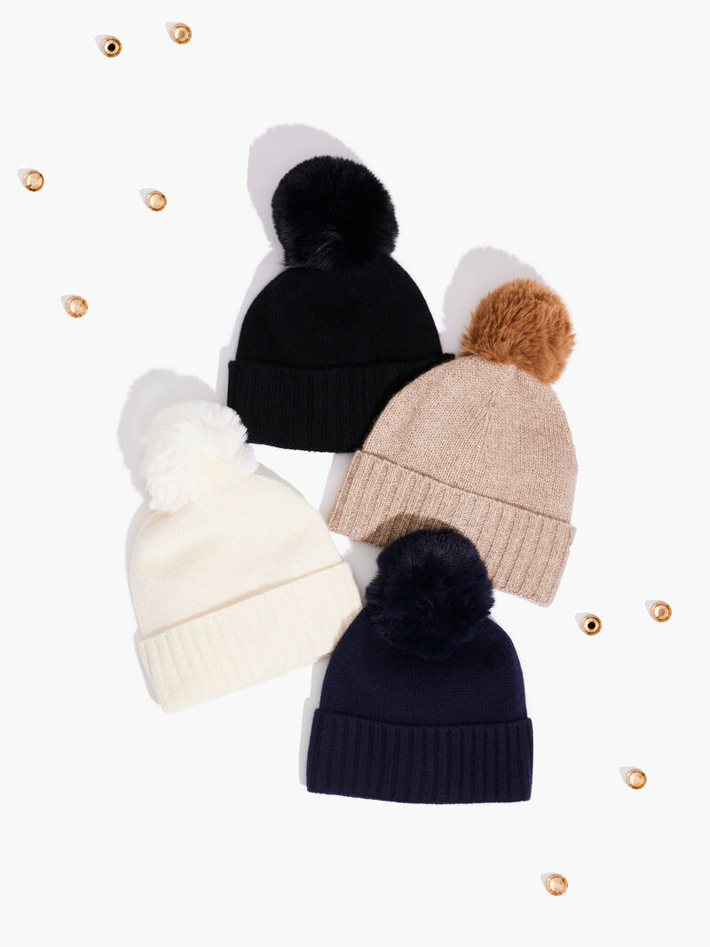 Woman Wears Hat Attack - Cashmere Hat With Faux Fur Pom image number 0