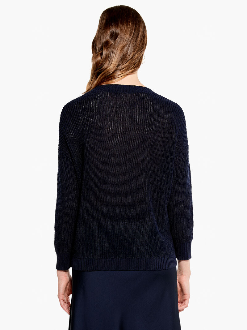Woman Wears Summer Split Neck Sweater image number 2