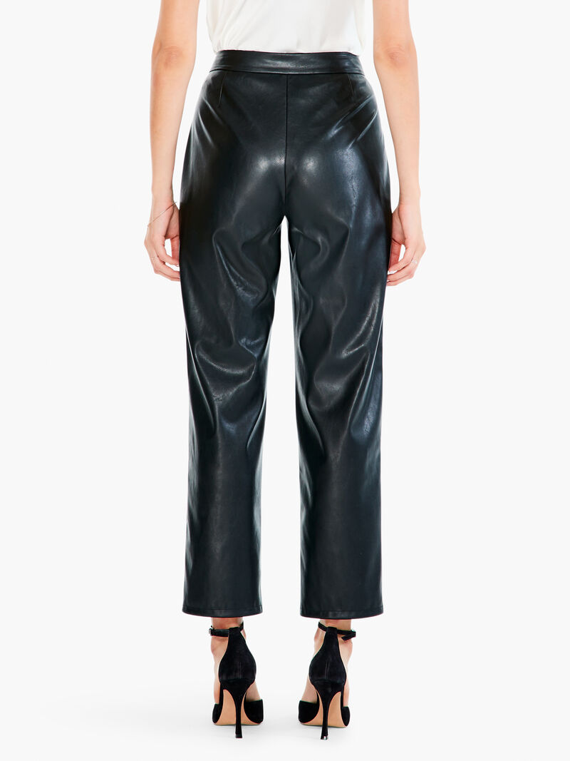 Woman Wears Faux Leather Straight-Leg Trouser image number 2