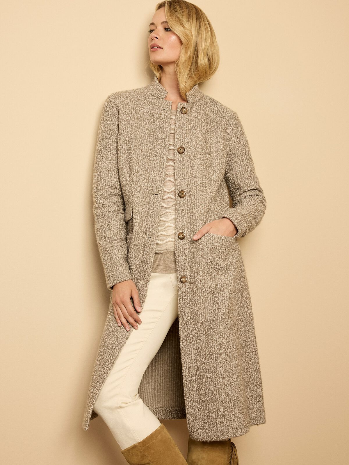 Sherpa Tweed Knit Topcoat