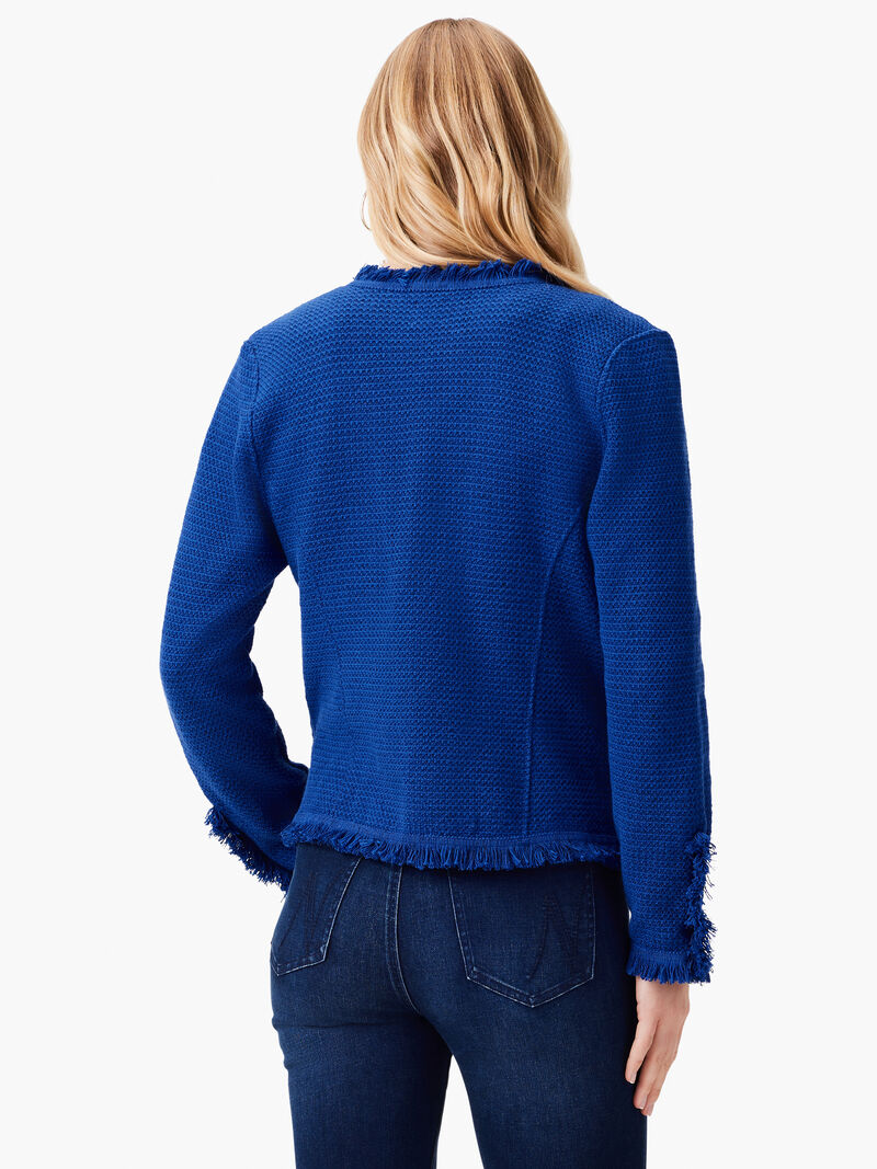 Woman Wears Fringe Mix Knit Blazer image number 2