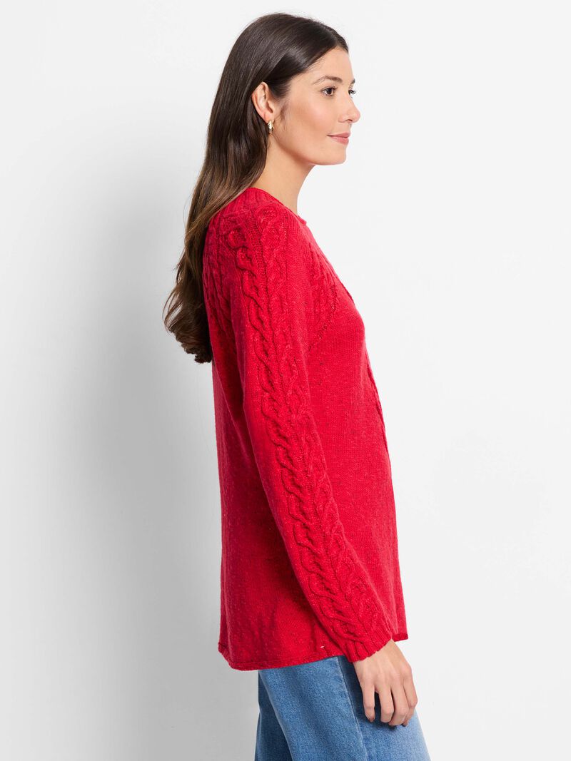 Woman Wears Femme Cable Sweater image number 2
