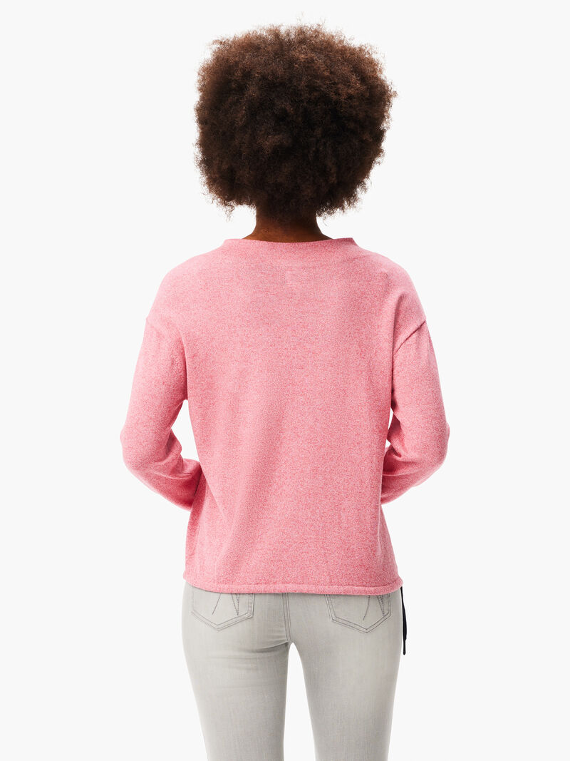 Woman Wears Tie Trim Sweater image number 2