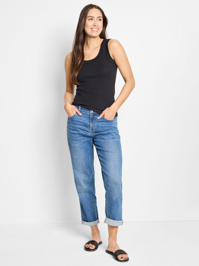 Woman Wears Perfect Knit Rib Scoop Tank image number 3